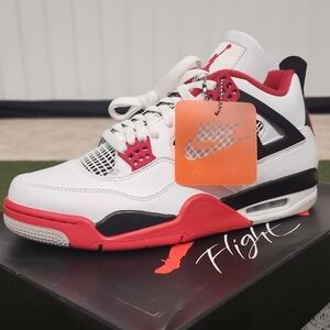 Nike Air Jordan 4 Retro White Red Black Sneakers